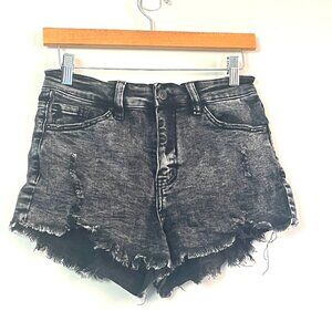 2/$30 KanCan Black Acid Washed Denim Jean Shorts Medium High-Waist